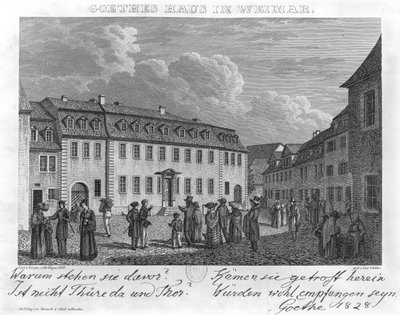 Het huis van Johan Wolfgang von Goethe (1749-1832) in Weimar, gegraveerd door Ludwig Schutze (1807-72) 1827-28 door Otto Wagner